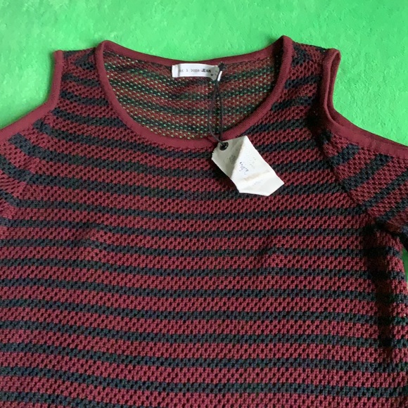 rag & bone/jean cold shoulder striped cotton long sleeve top - Picture 4 of 14